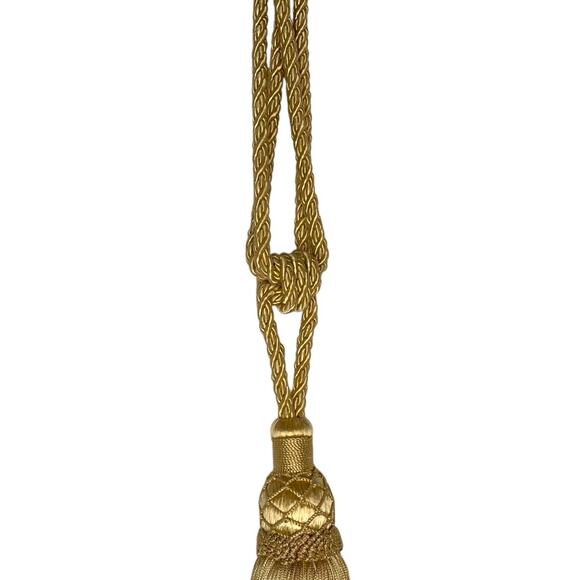 Elegant French Country Tassel Curtain Tie Back Gold Beige Fringe 30" Replacement - Picture 4 of 7